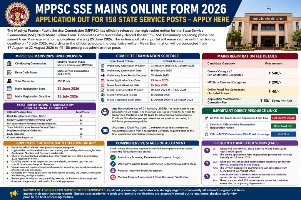 MPPSC SSE Mains Online Form 2026